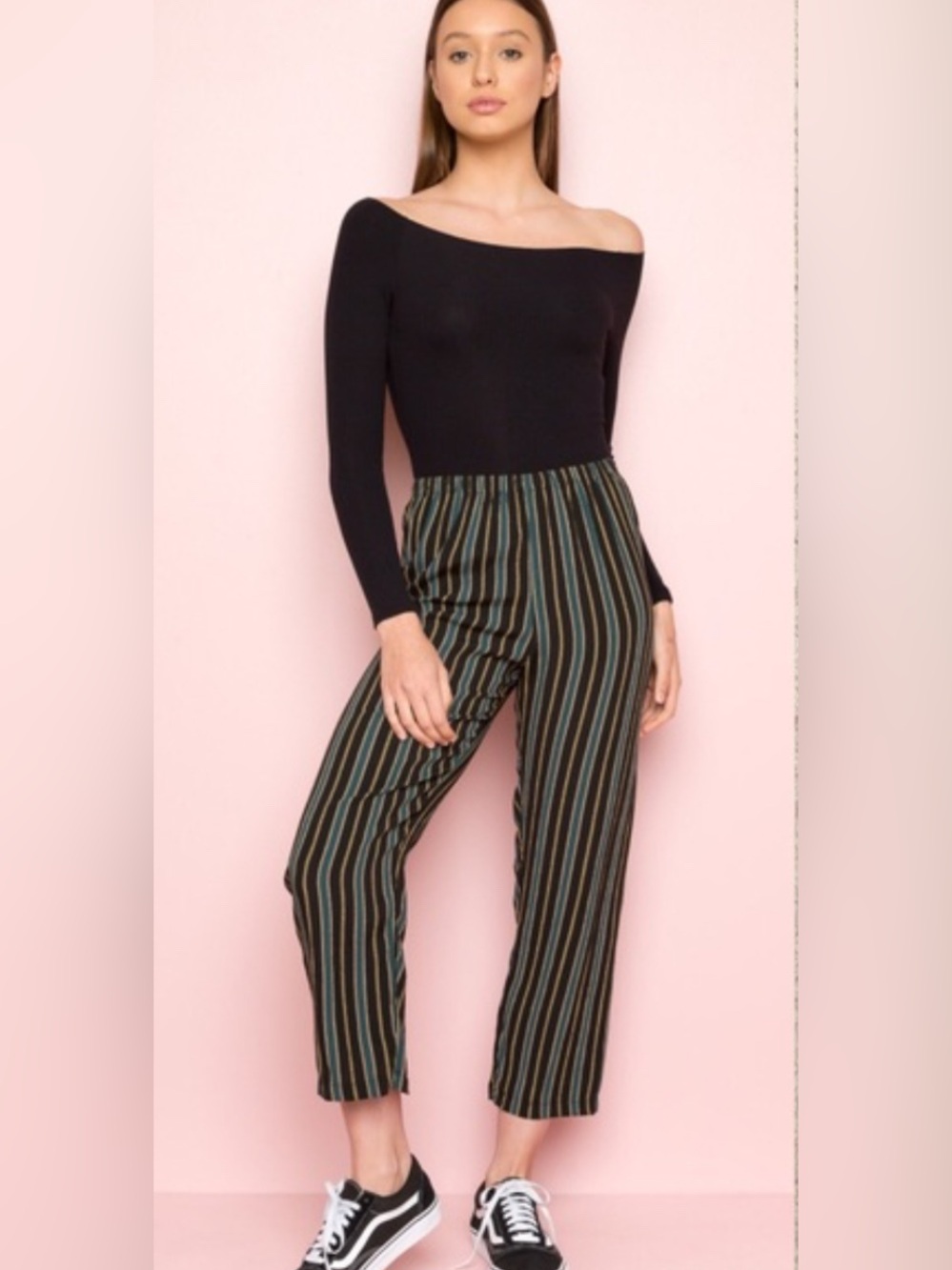 Brandy Melville Black Multi-Stripe Lightweight Pants Size-2 90’s Y2K